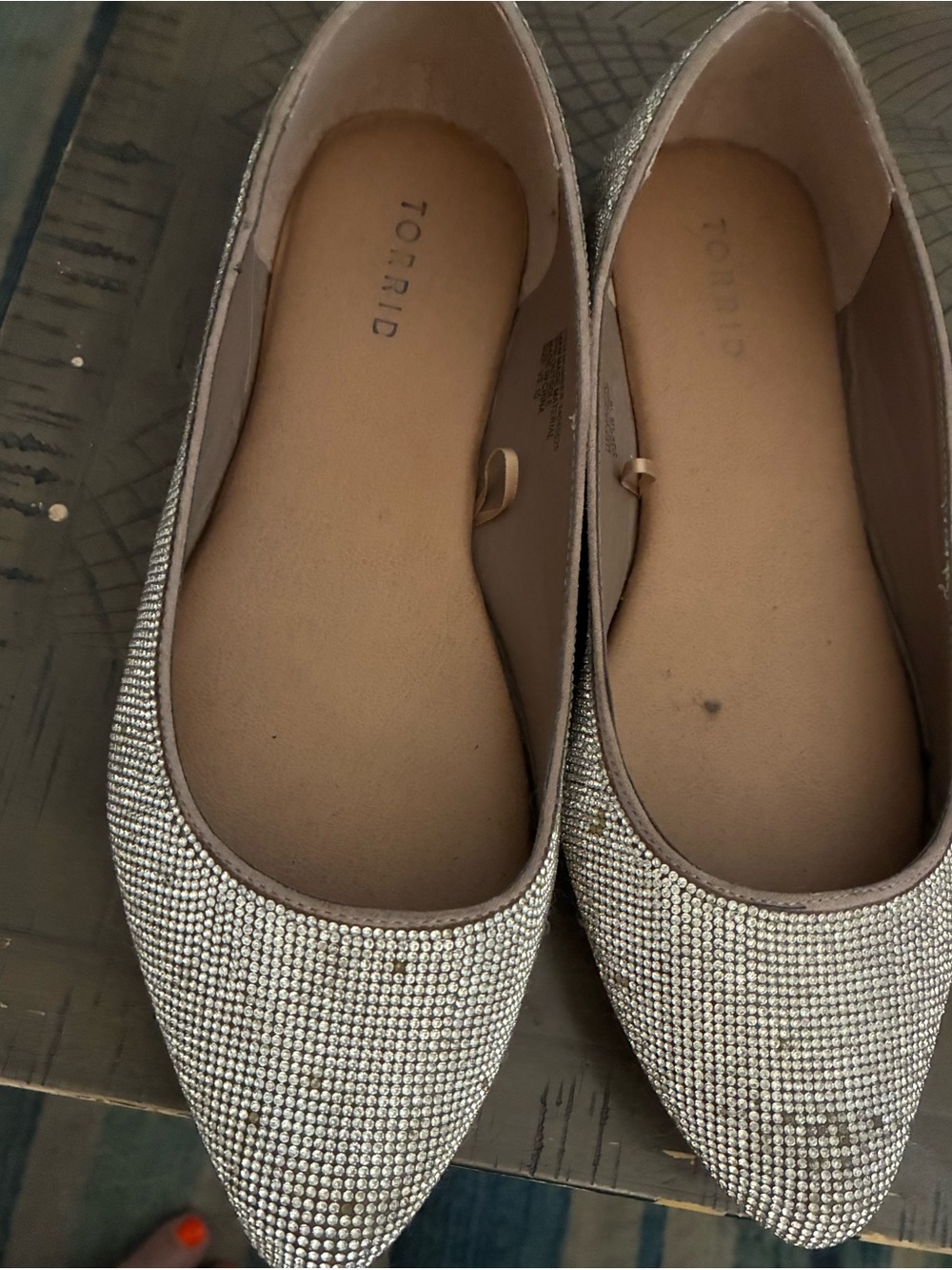 torrid Silver Crystal-Embellished Pointed Flats
